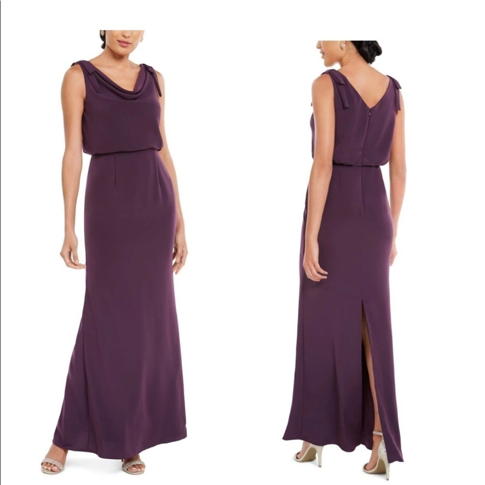 Adrianna Papell Cowl-Neck Crepe Gown